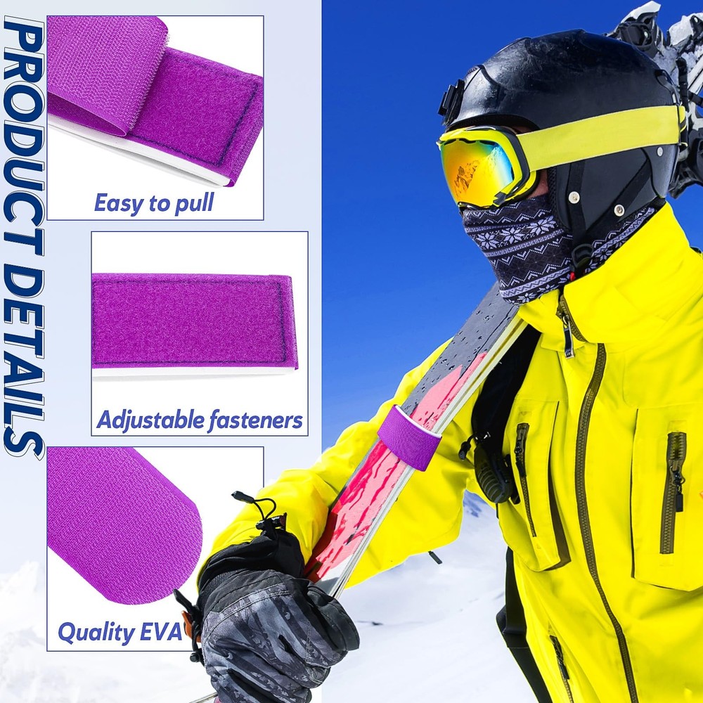 12pcs Ski Straps Adjustable Ski Fasteners Straps for Carrying Durable Hook an...