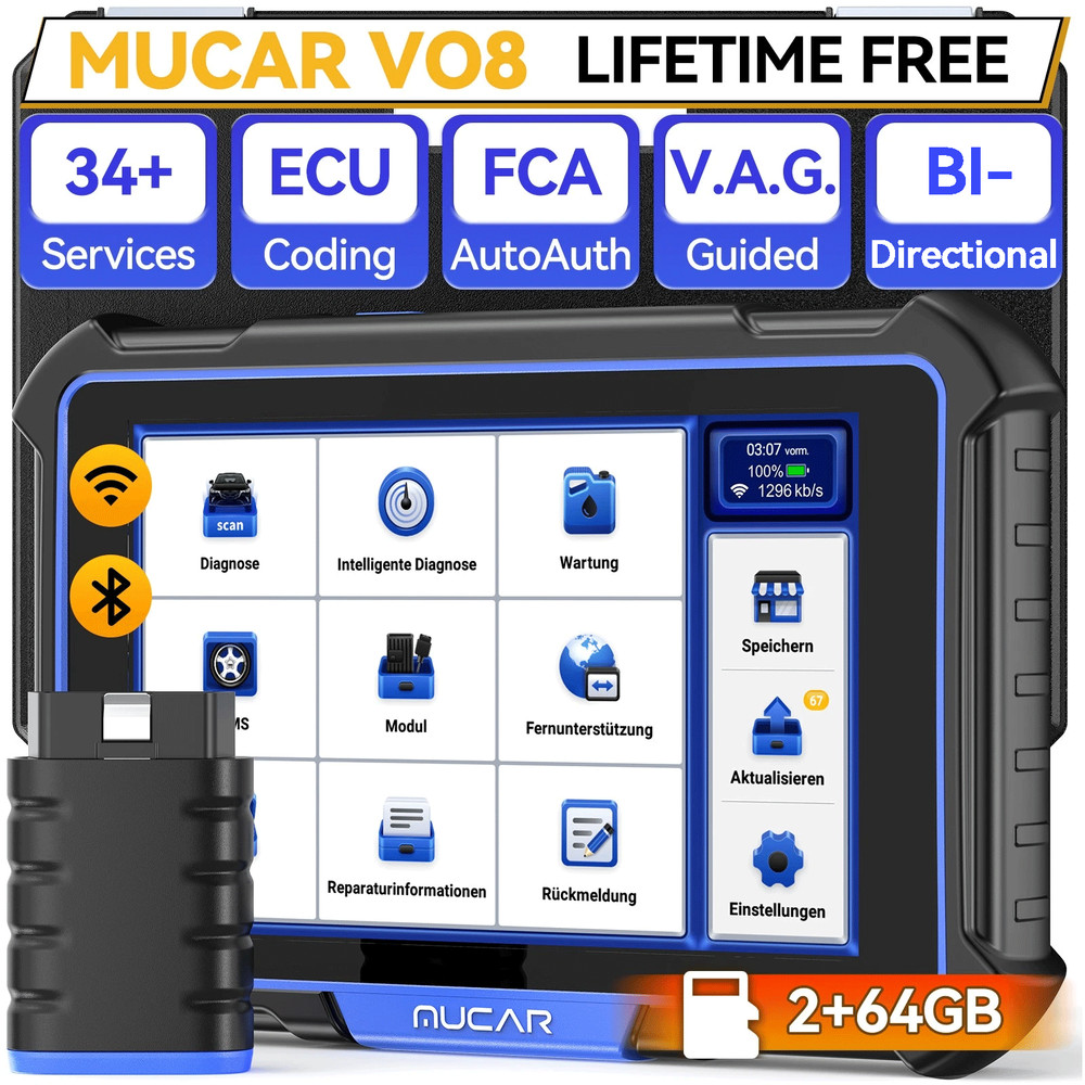 MUCAR VO8 ECU Coding Scanner Car System Diagnostic Tool 35+Services Key Matching