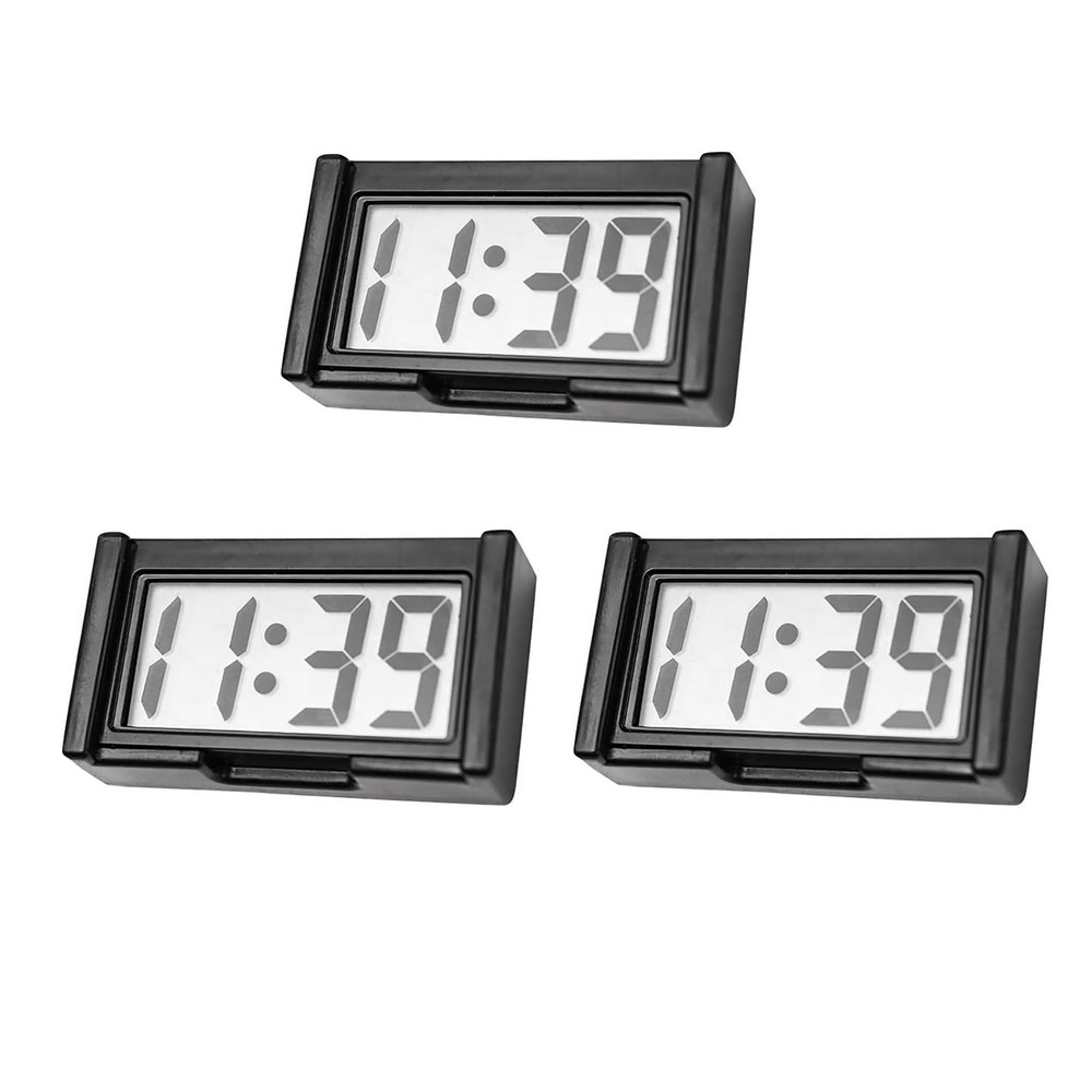 3PC Mini Digital Clock Small Adhesive Stick On For Car Dashboard LCD Display New