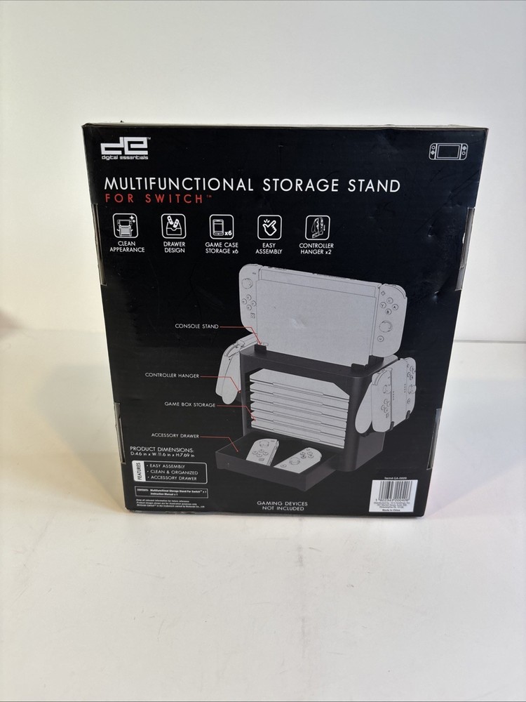 Nintendo Switch Storage Tower Stand | Game Disk Rack & Controller Holder - Black