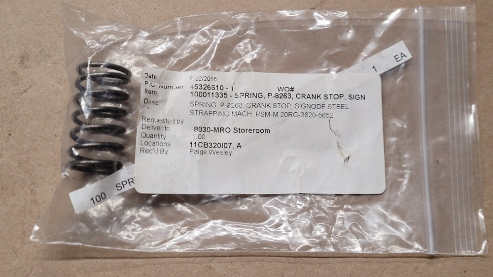 Crank Stop Spring 008263 for Signode Strapping Machine