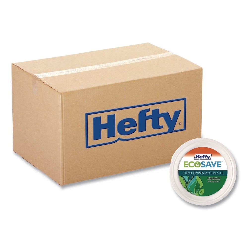 Hefty D77300 6.75" dia Plate Sugarcane Tableware - White (12/CT) New