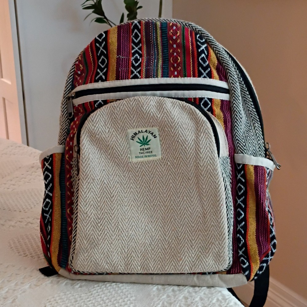 Threadheads Himalayan Hemp Backpack Patterned Multicolor Padded Straps Hiking