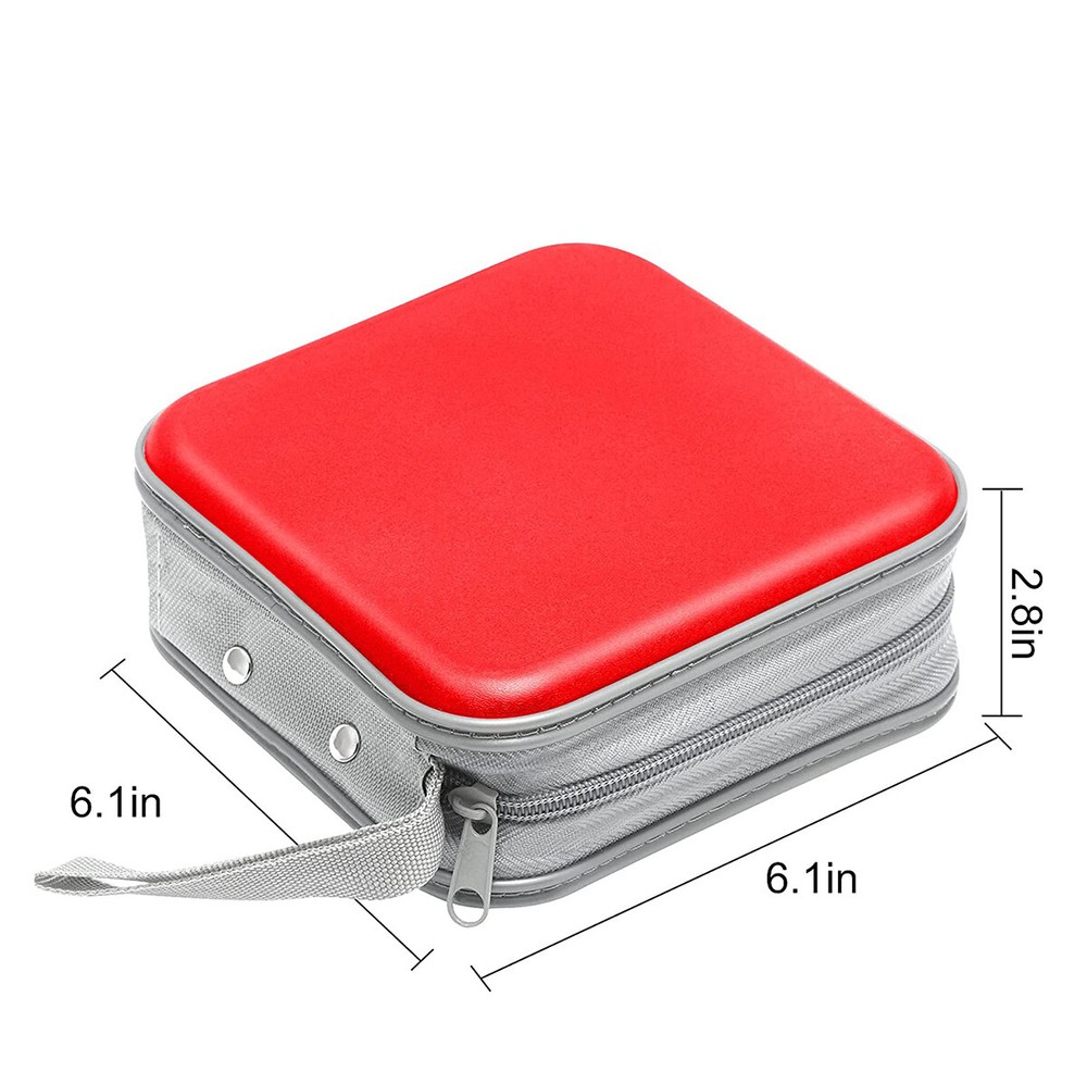 34Disc CD/DVD Case Holders Wallet Hard Plastic DVD Disc Cases Storage Binder Red