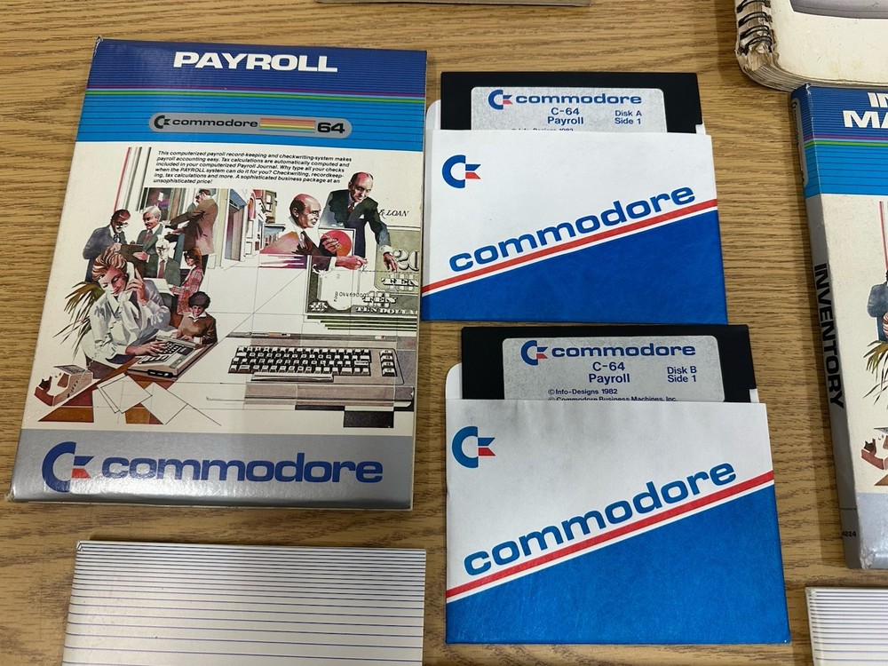 Lot Of Commodore User Guides, Payroll, Inventory Management, Easy Script Disks