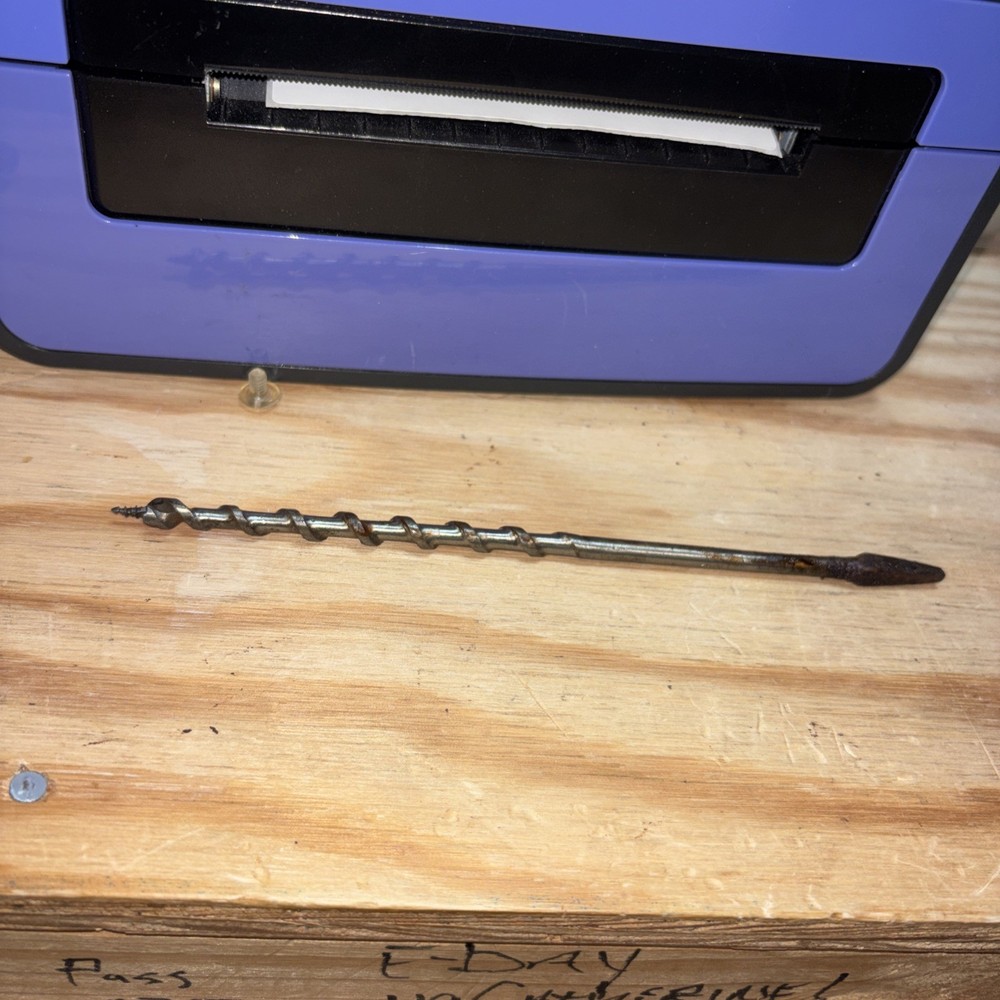 4 brace bit auger drill and small both marked vintage unknown Maker, & Size