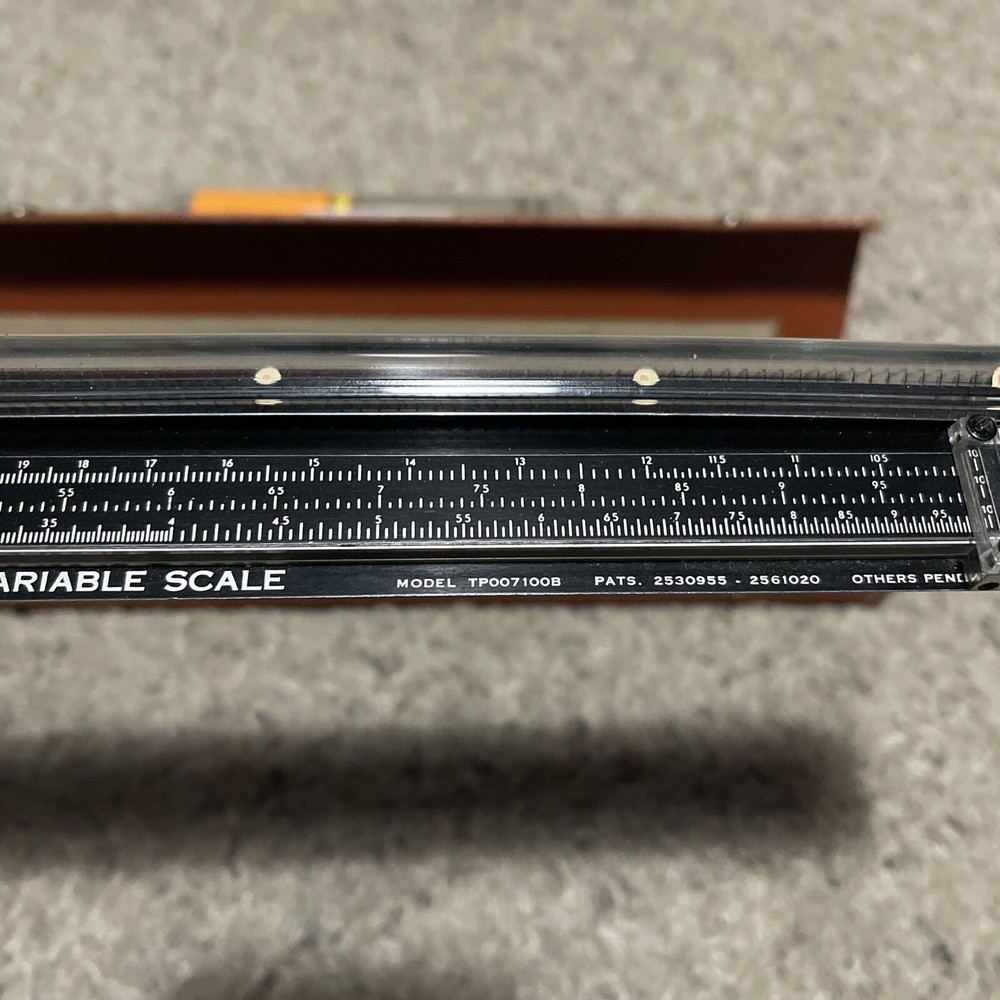 Vintage Gerber Variable Scale Engineering Slide Rule Model TP007100B w/ Case