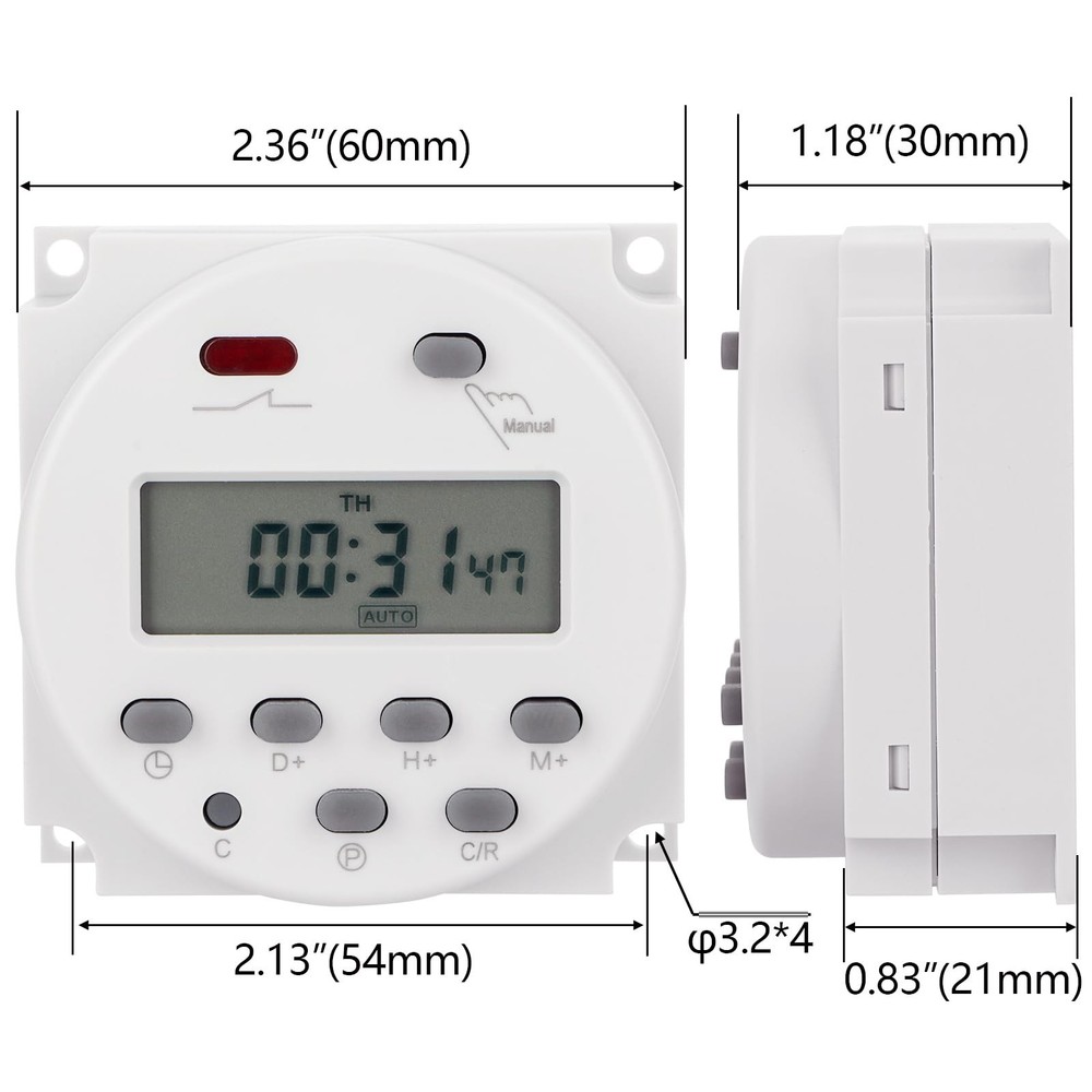 Digital LCD Timer Switch, DC/AC 12V 16Amp, Programmable, 28 Scheduled Times