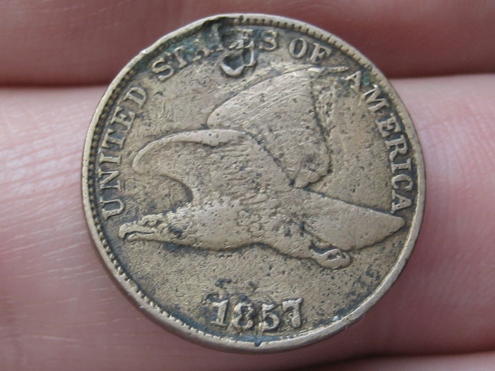 1857 Flying Eagle Penny One Cent- Fine/VF Details