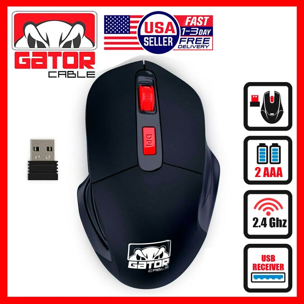Wireless Optical Mouse Ergonomic USB Receiver 2.4GHz for Laptop PC Computer Mac