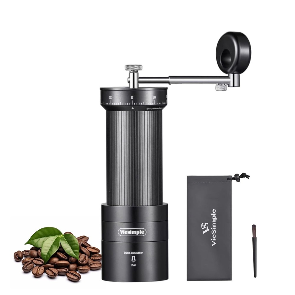 V4 Manual Coffee Grinder with Foldable Handle and External Adjustment, Espres...