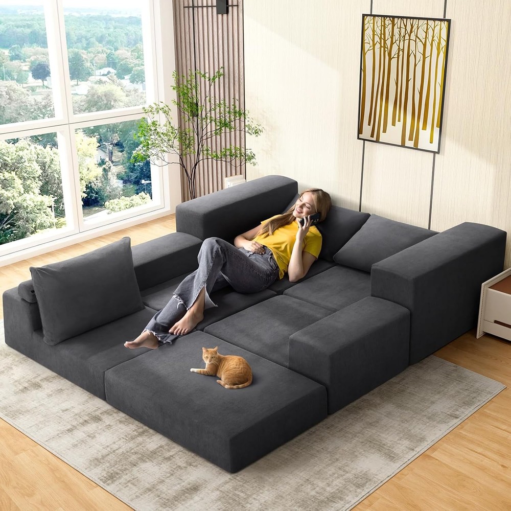 110" Modular Sectional Sofa Couches with Deep Seat, L Shaped Memory Foam Cloud