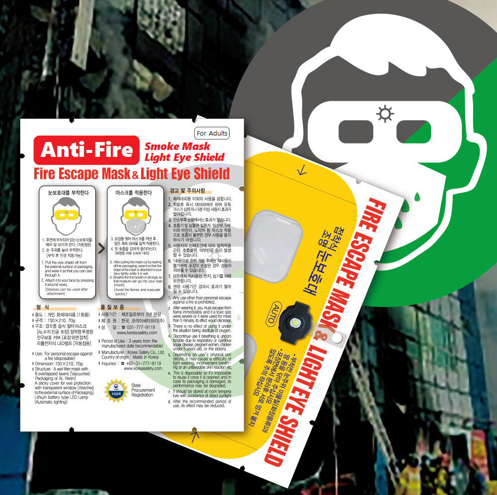 Anti-Fire Smoke Mask Light Eye Shield ( individual packing ) for fire evacuation