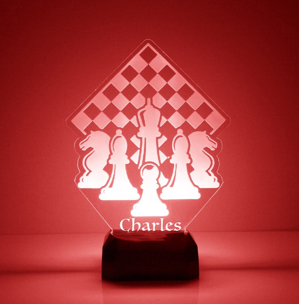 Chess Game LED Night Light, FREE Engraved Name, With Remote, Desk Lamp