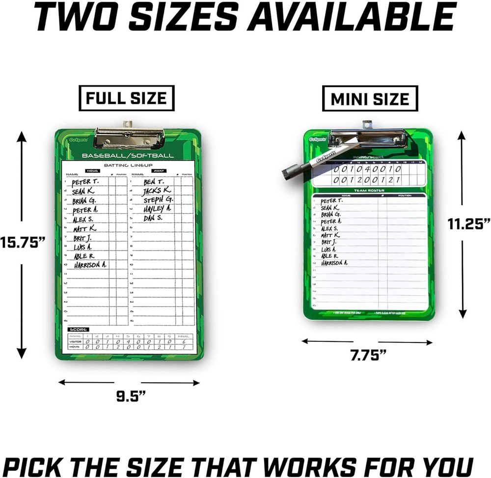 Compact Double Sided Coaches Clipboard - Baseball, Softball