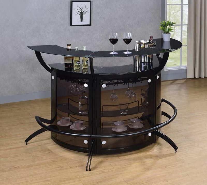 Wine Rack Bar Unit with Smoked and Black