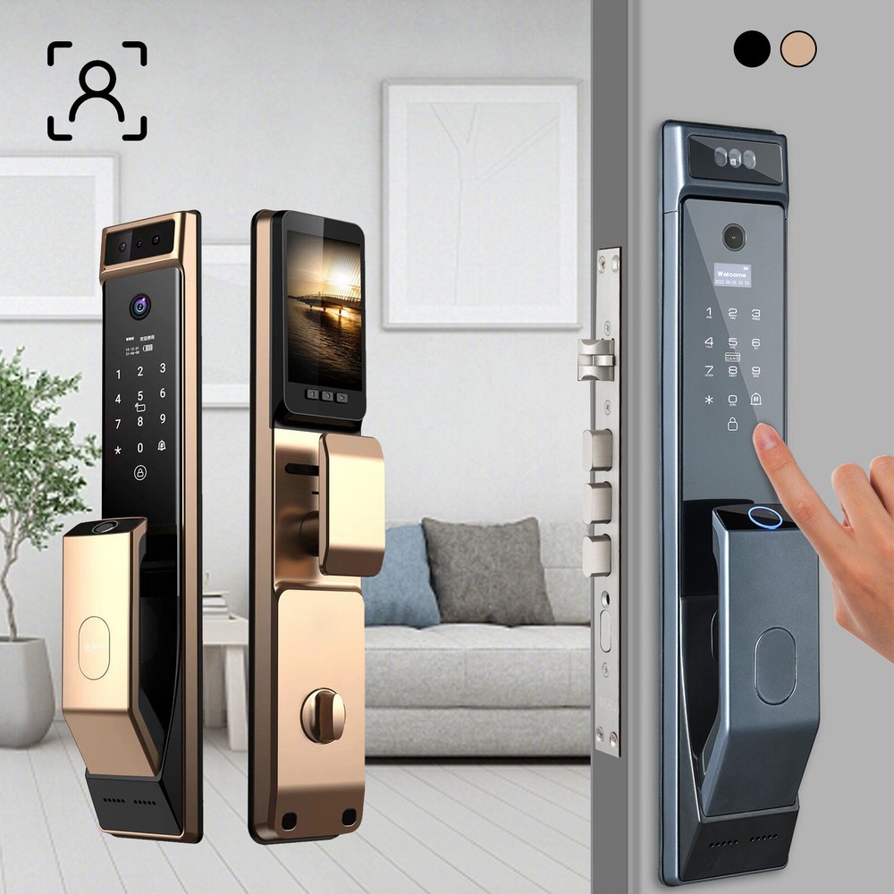3D Face Recognition Unlock Digital Door Lock With Camera FIngerprint Password US