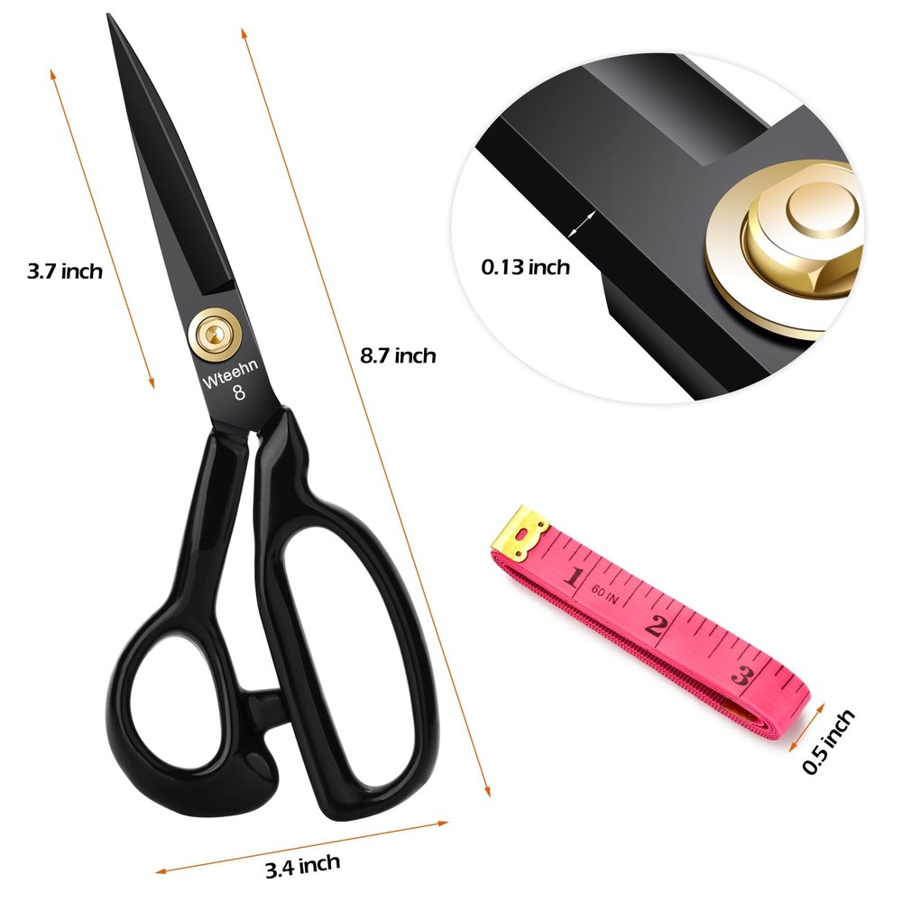 8 Inch Heavy Duty Fabric Scissors Tailor Sharp Sewing Shears for Home Office
