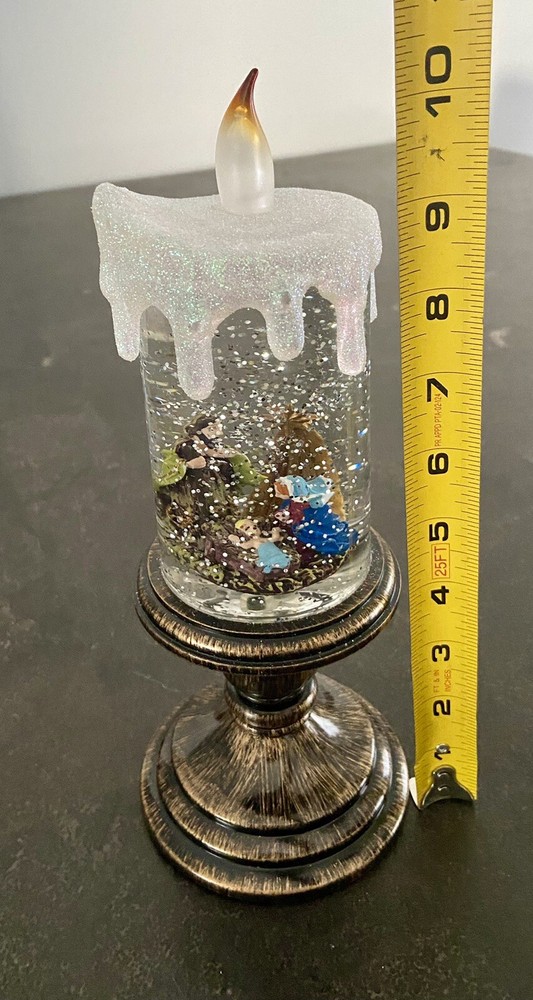 Manger Scene Snow Globe Flickering Candle, Lights Up
