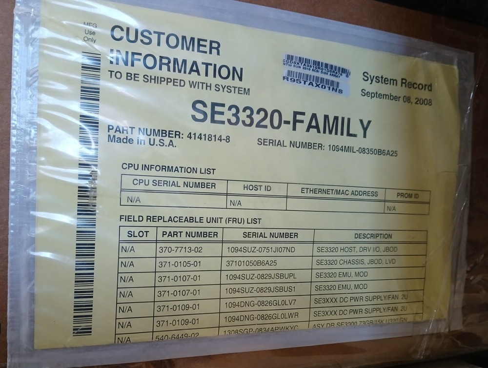 Sun XTA-3320 Storage Array JBOD (New Open Box) XTA33200R00