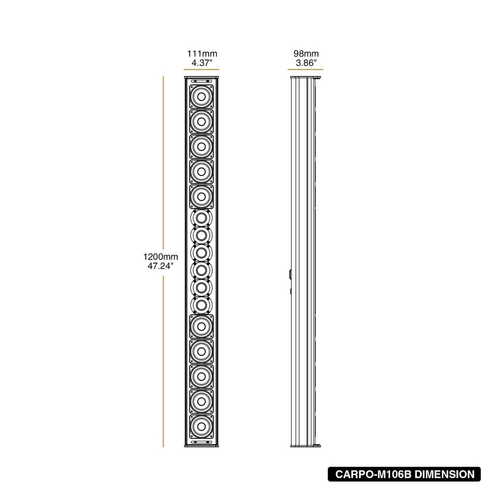 Sound Town Passive Line Array Column Speaker w/ Wall Mount Bracket (CARPO-M106B)