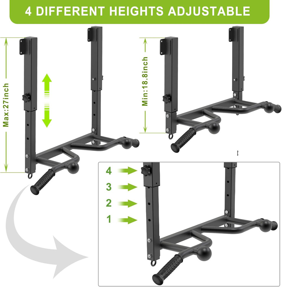 Sturdy Heavy Duty Pull Up Bar - Wall, Doorway & Ceiling Mount - 500 lbs Capacity