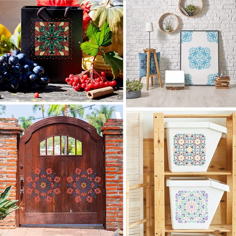 Wall Stencils for Painting Large Pattern, 9Pcs 12 12 inch, square pattern