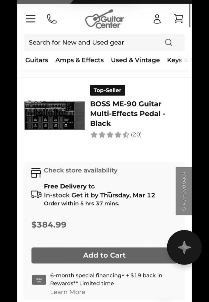 Boss ME-90 Guitar Multi-Effects Processor Effects Pedal With Bluetooth Device