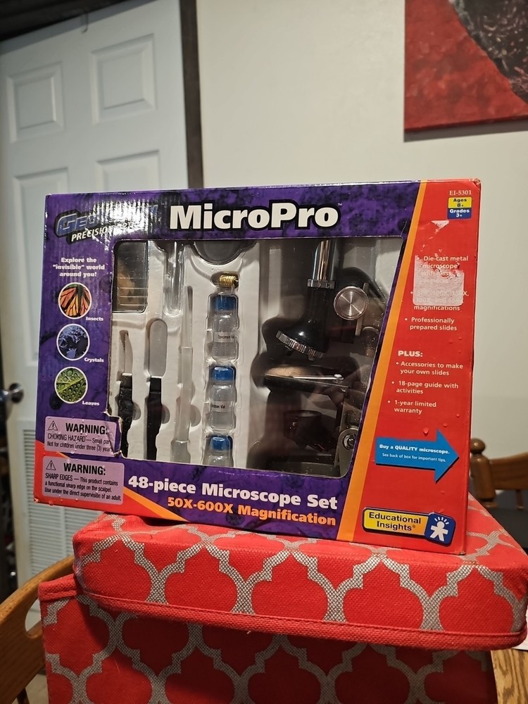 GEOVISION MICROPRO 48 PIECE MICROSCOPE LAB SET w/ Instruction Guide {NIP}