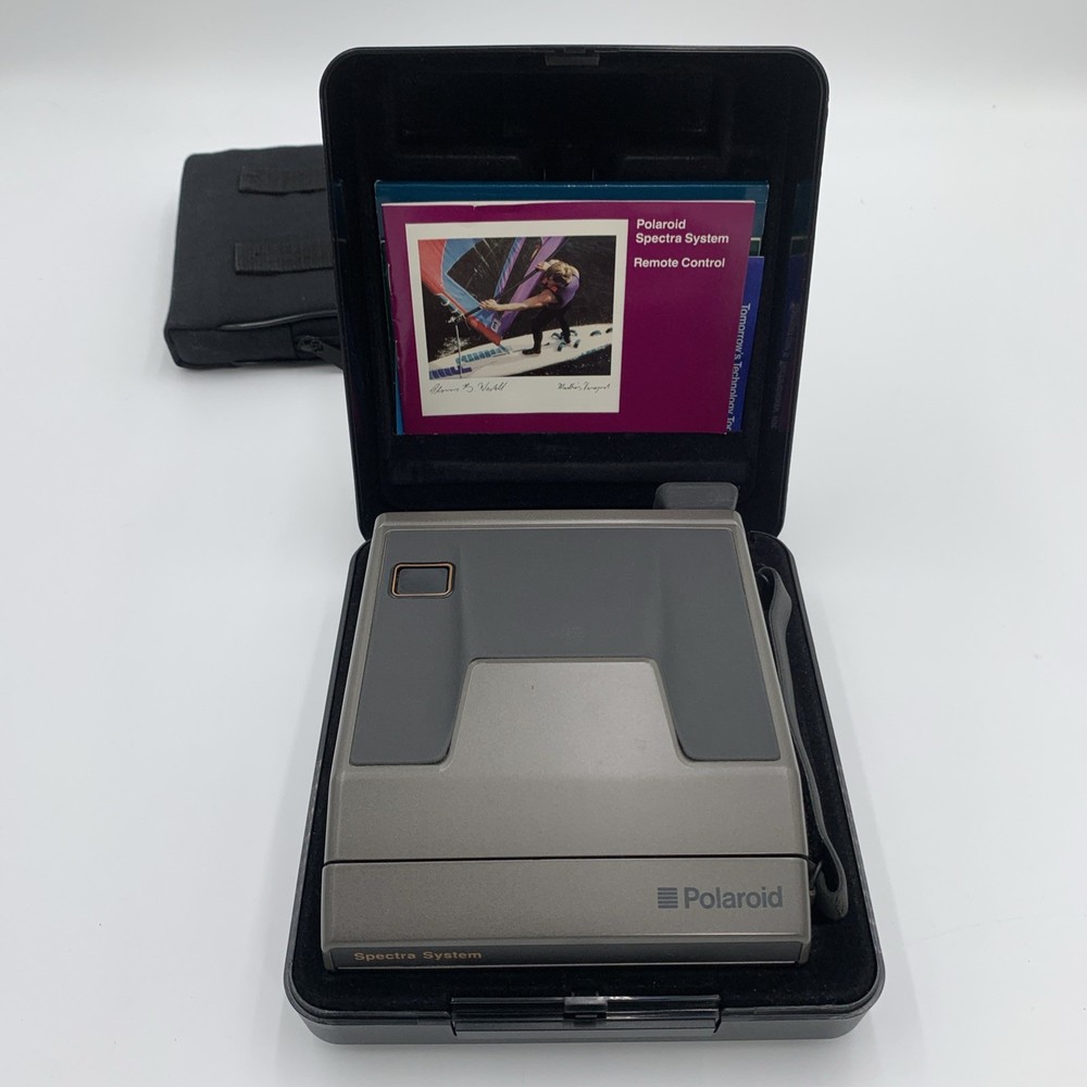 Vintage Polaroid Spectra System Instant Camera Remote & Hard Shell Case Untested