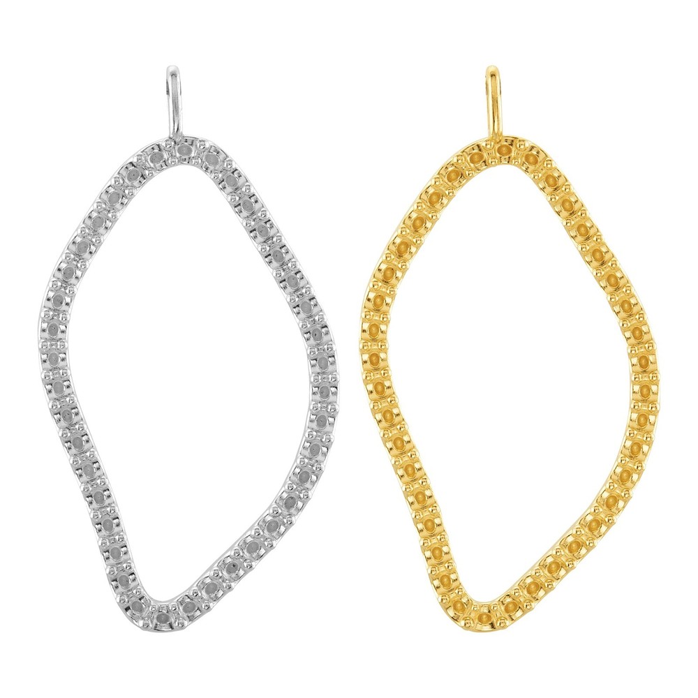 14K Gold & Silver Left Accented Open Silhouette Dangle