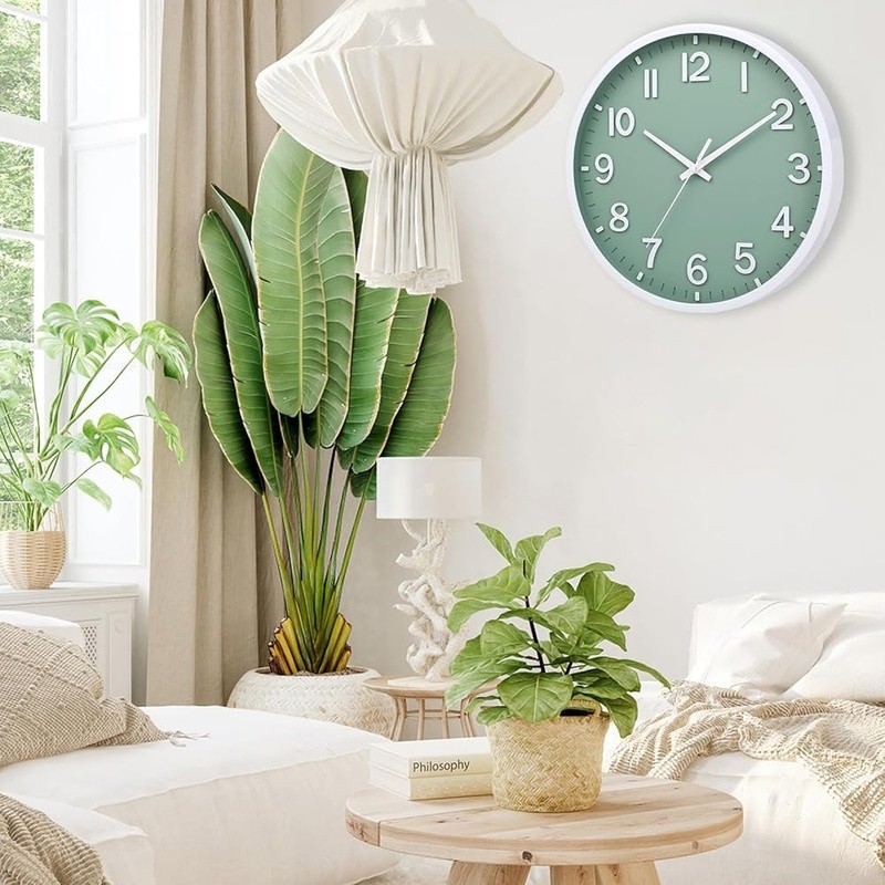 Thick Frame Silent Wall Clock Round Design Easy Read Battery Operated Indoor Use