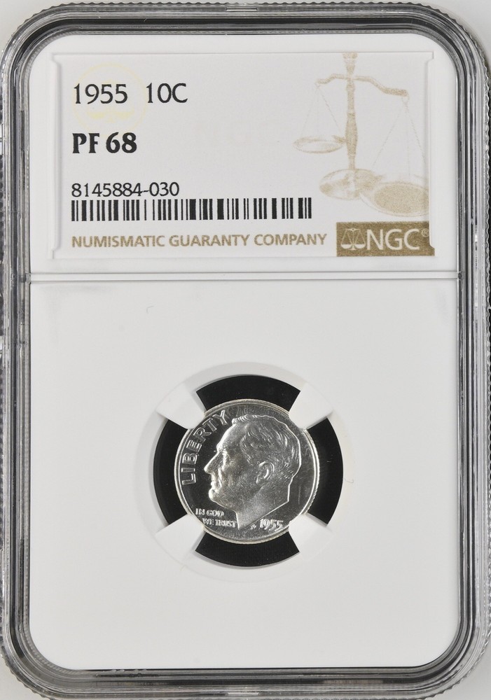 1955 Silver Proof Roosevelt Dime NGC PF68
