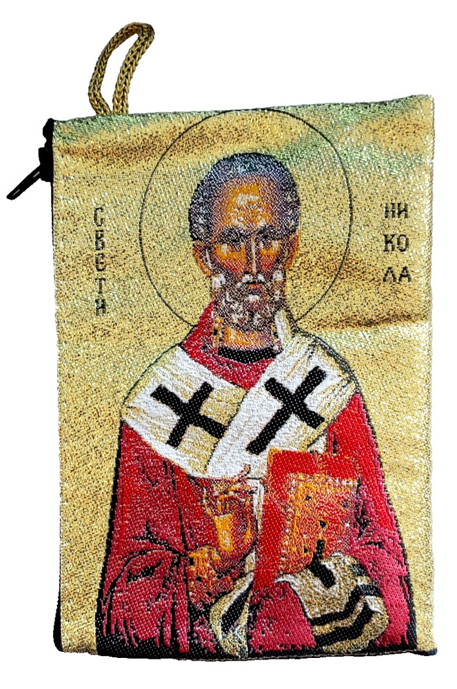 Saint Nicholas Tapestry Cloth Pouch Keepsake 6x4 inch