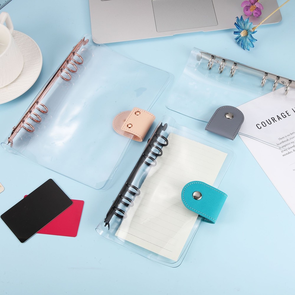 A6 Binder Cover, Soft PVC 6 Round Ring Clear Refillable Notebook, Silver Clip