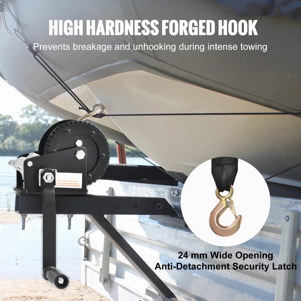 Hand Winch, 2000 lbs Pulling Capacity, Boat Trailer Winch Heavy Duty Rope Crank