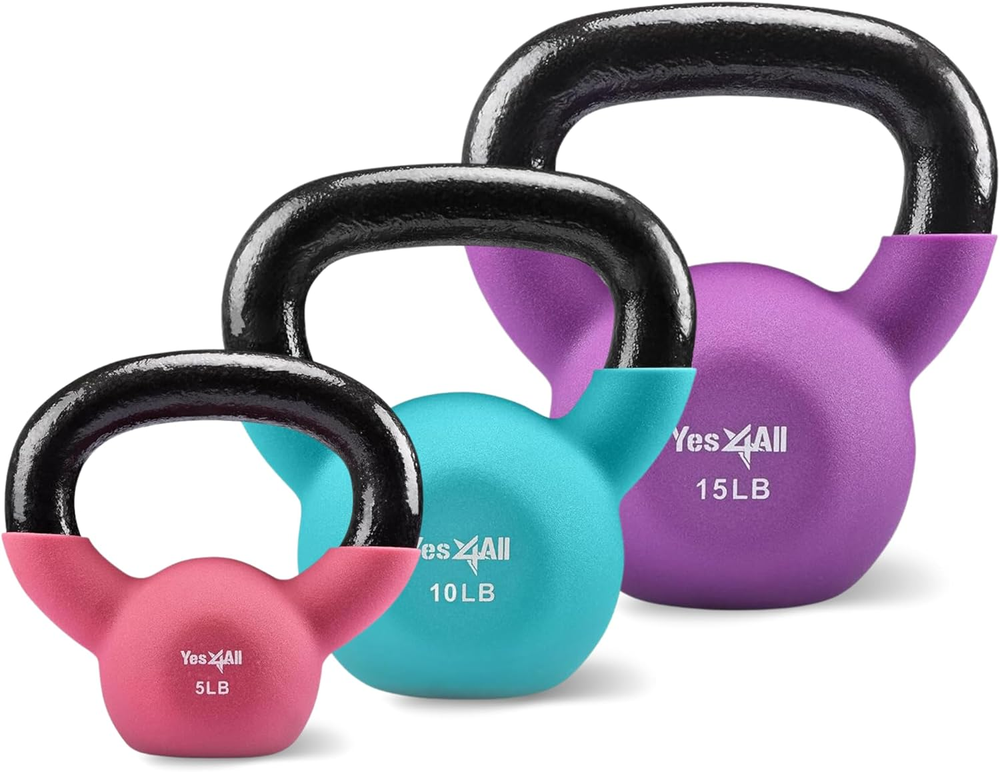 Adjustable Kettlebell Weight Sets 5-65lbs Neoprene Coated Cast Iron Multicolor