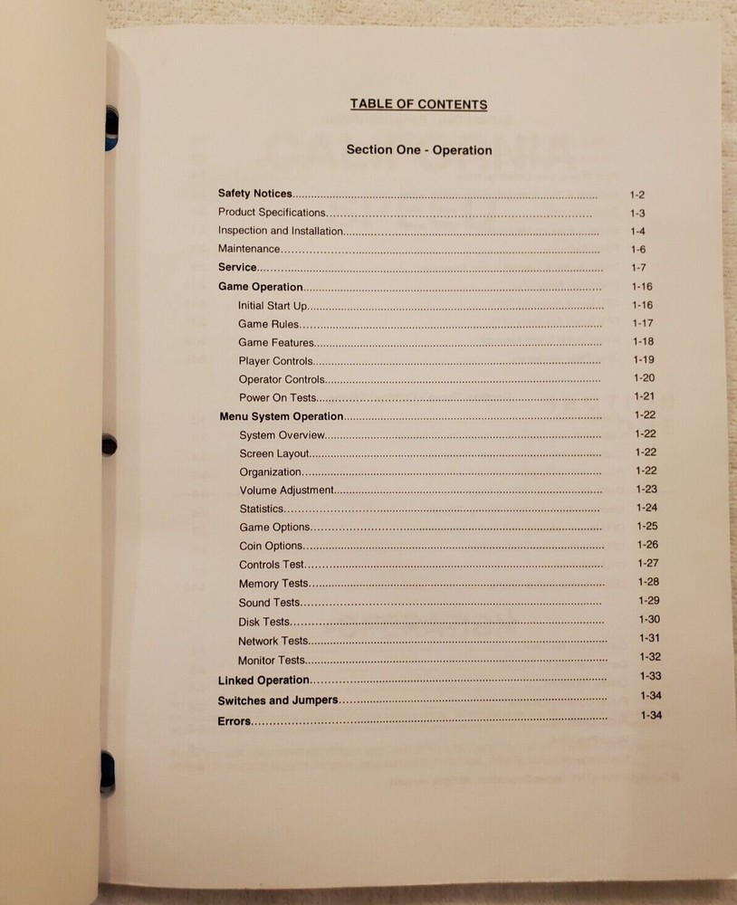 Atari California Speed Arcade Game Manual- Operation/Testing/Schematics/Parts