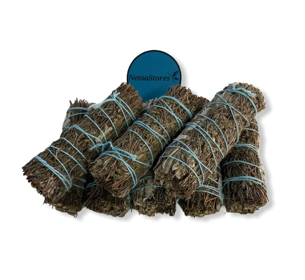 NessaStores- White Sage + Thyme Smudge Incense 4" Bundle (3 pcs) #JC-180