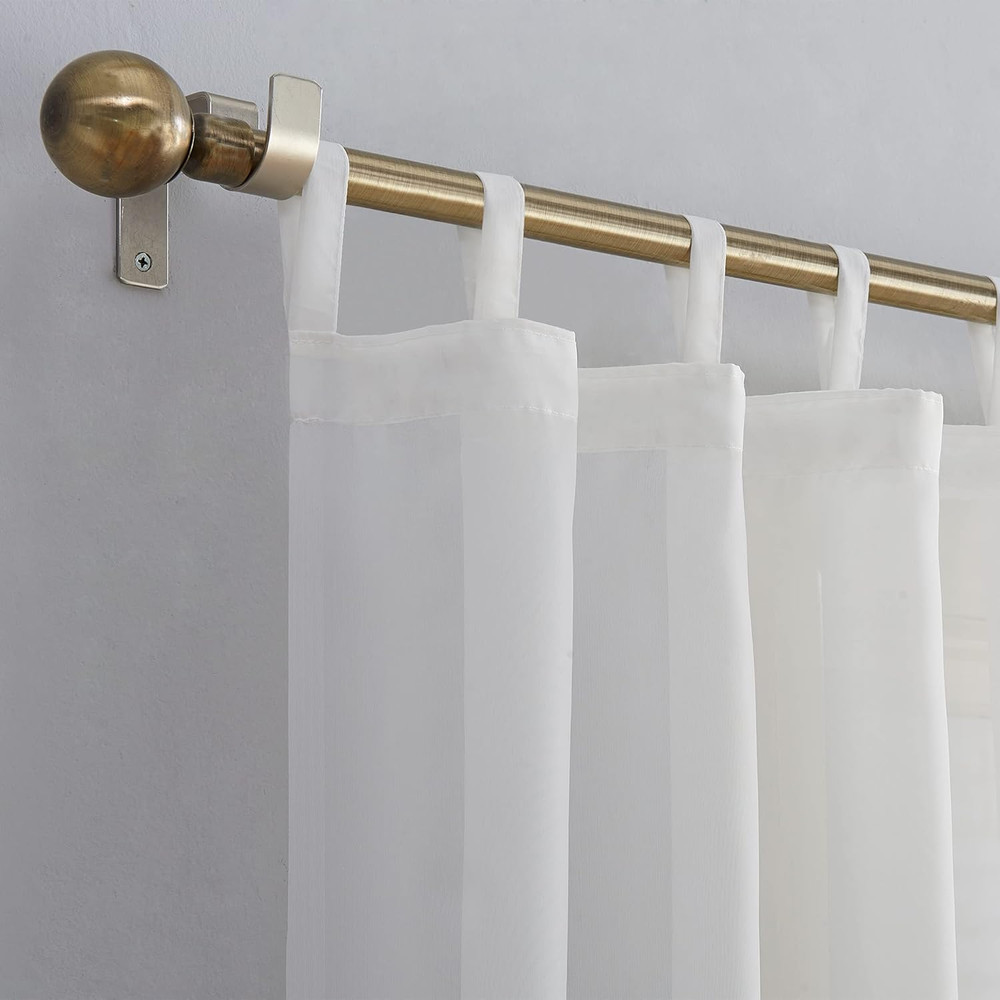 Emily Sheer Voile Tab Top Curtain Panel, 59" X 84", White