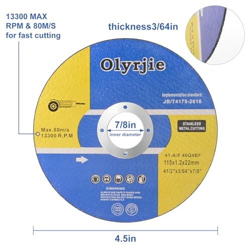 4 1/2 in Cut Off Wheel Cutting Wheels for Angle Grinders, Ultra Thin 10 Pack