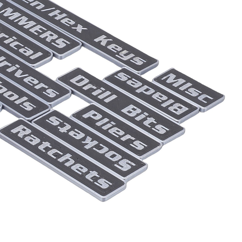 3-12pcs Magnetic Toolbox Labels Reusable 3D Printed Toolbox Drawer Tags Black