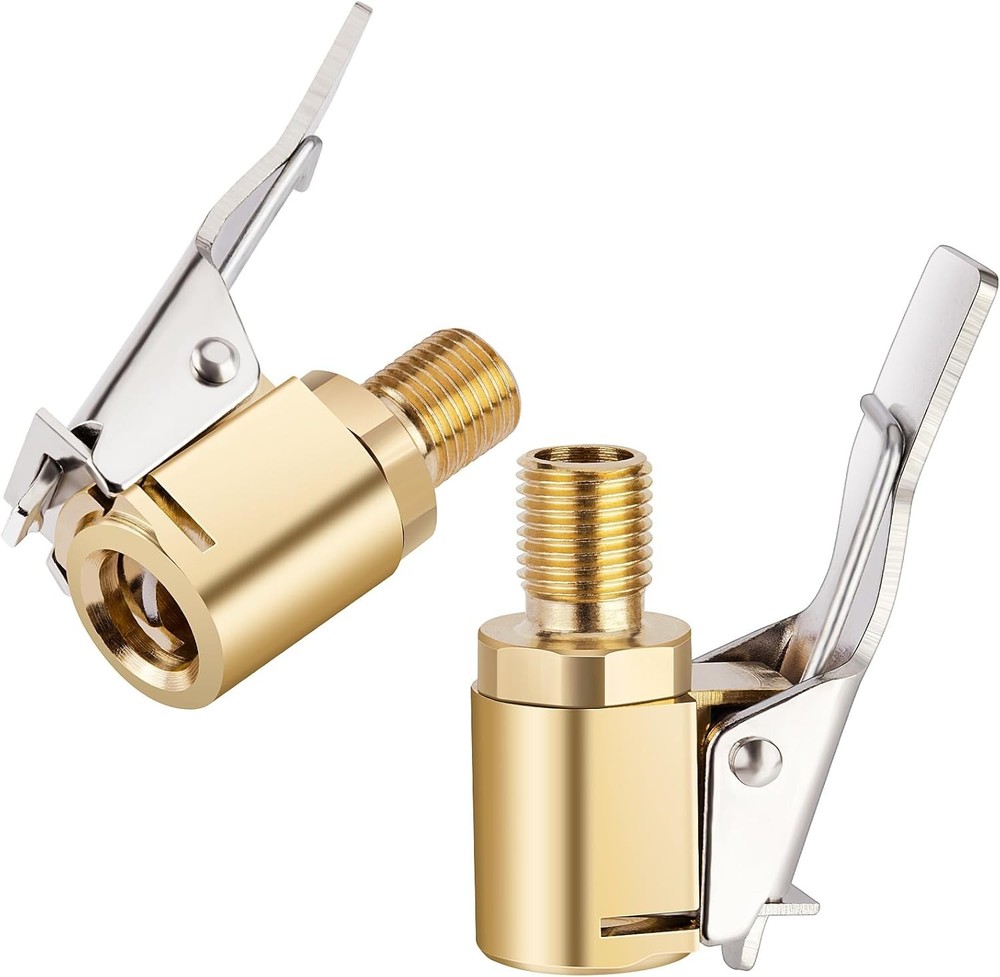 2-Pack Brass Tire Air Chuck, Locking Quick Connect Inflator Hose Adapter