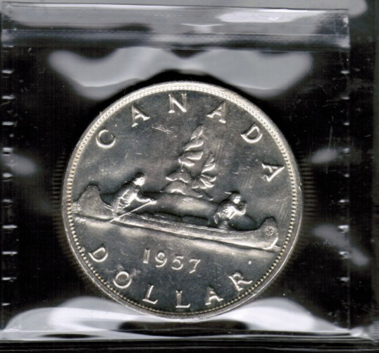 Canada Silver $1 Dollar 1957 - Certified ICCS MS-63 Very Nice