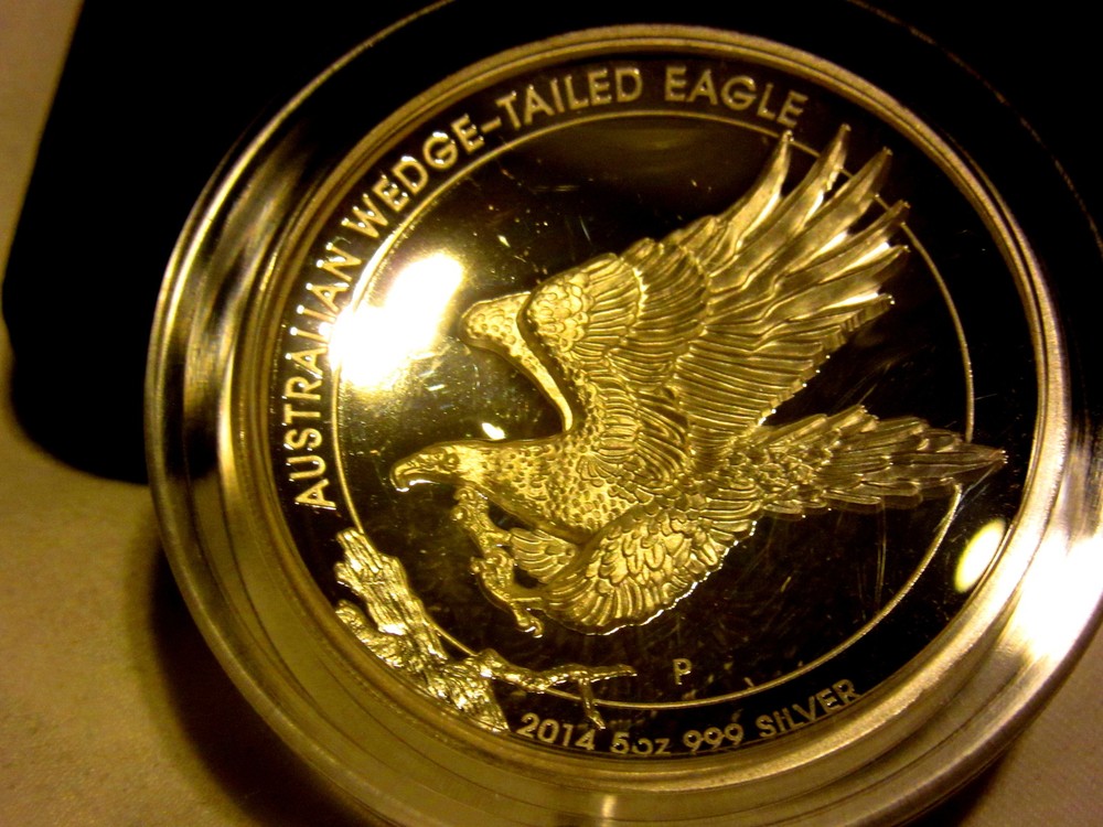 AUSTRALIAN WEDGE-TAILED EAGLE 2014 5OZ SILVER PROOF HIGH RELIEF COIN