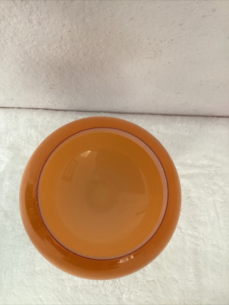 MCM Empoli Studio Art Candy Dish - Bright Orange with White Inside & Clear Stem