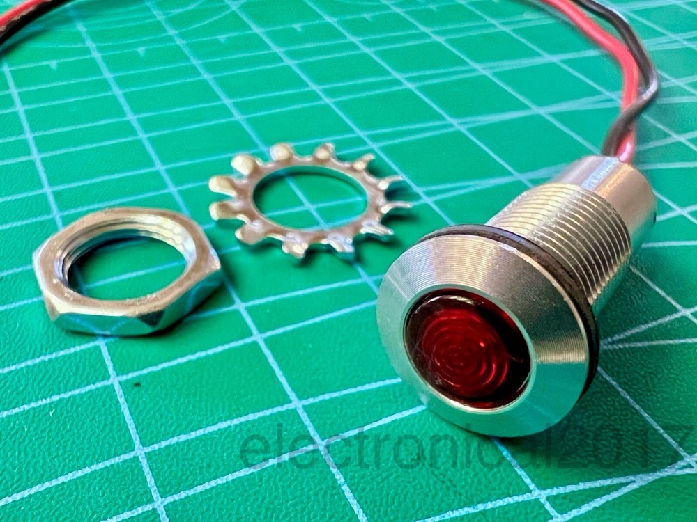 VCC Rugged Aluminum Panel Mount LED Indicator, for 10mm hole, RED, 1/2" OD