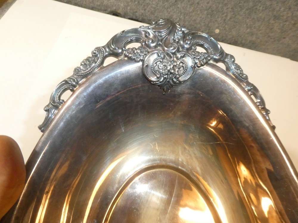 Wallace Silver Plate Baroque Pattern 16" Centerpiece Footed Fruit Bowl #1