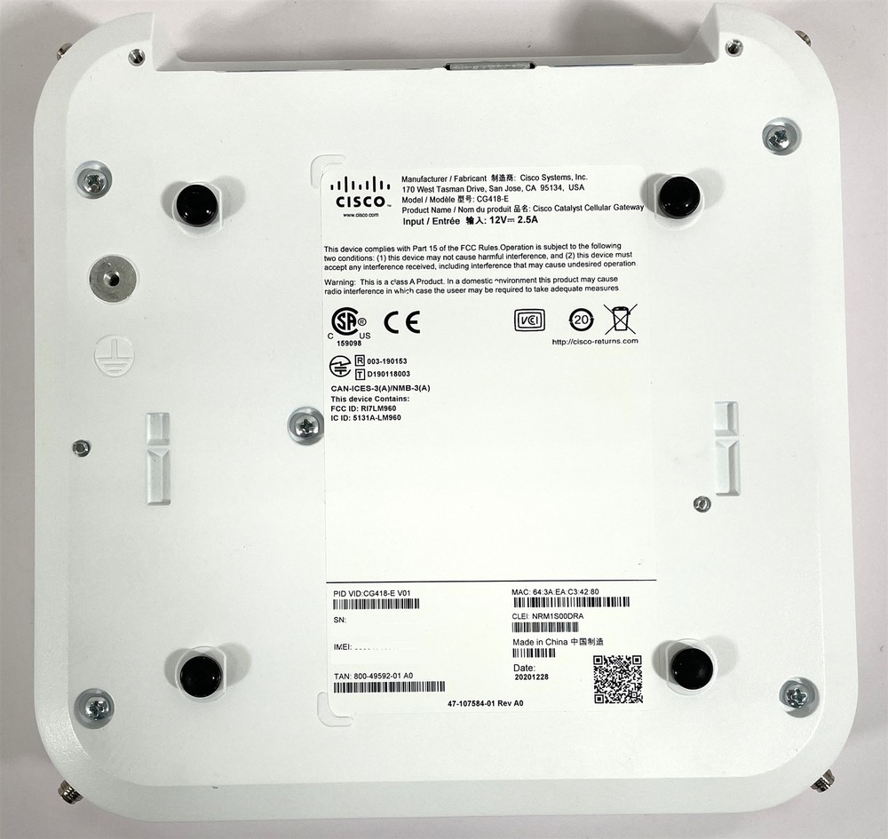 New Open Box Cisco Catalyst CG418-E Cellular Gateway WWAN LTE Advanced