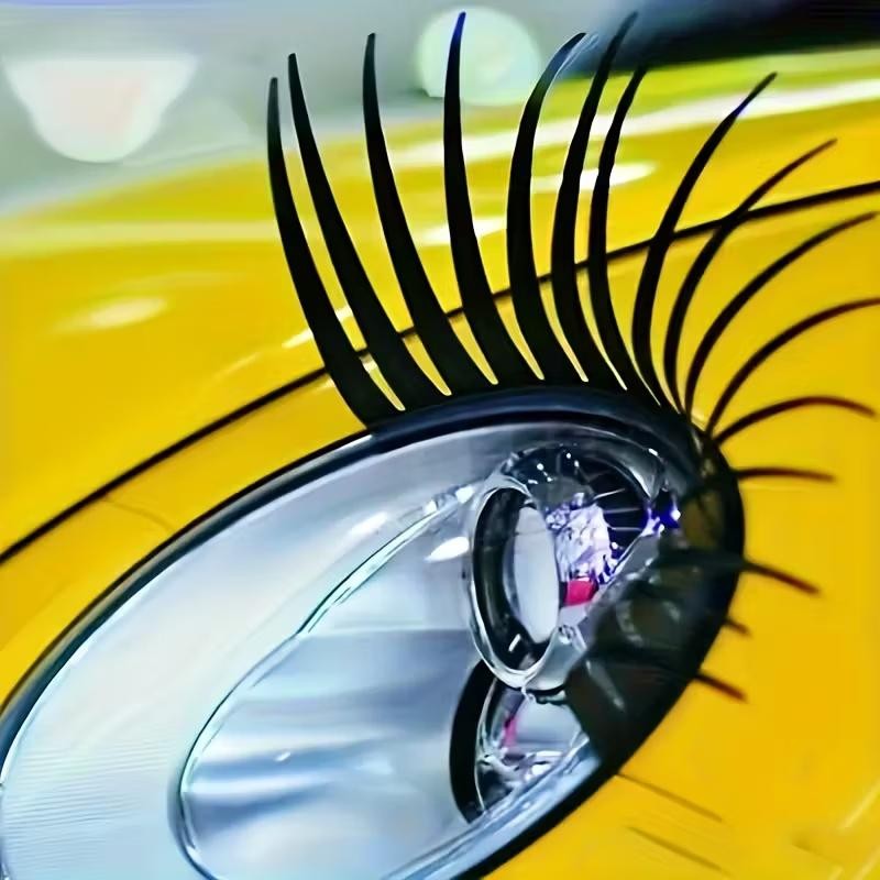 2PCS Car Eyelash Headlight Stickers Cute False Eyelashes Auto Decor